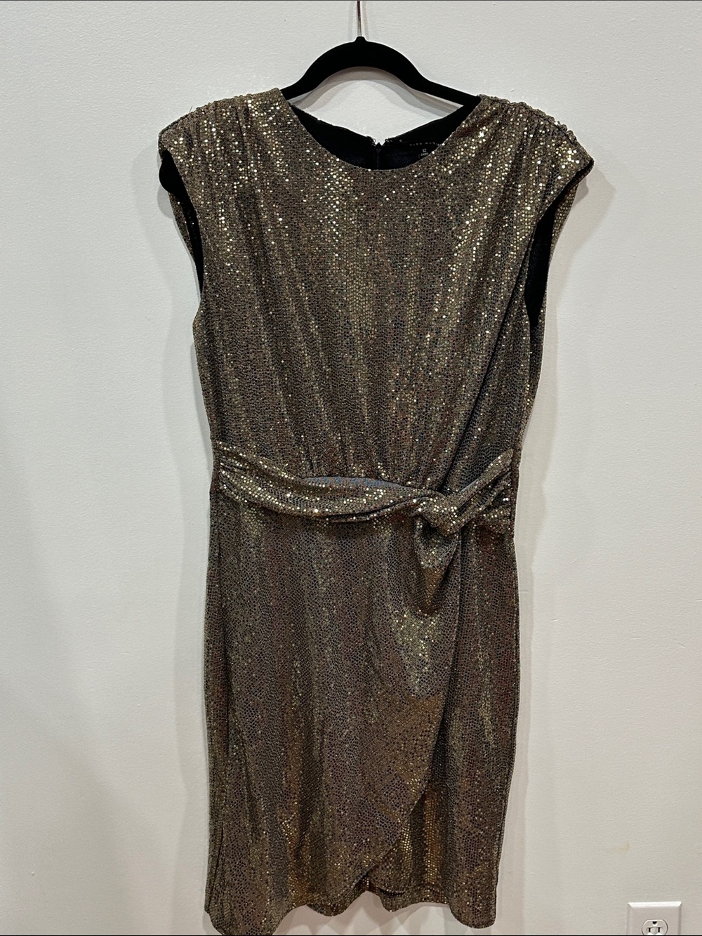 Alex Marie Metallic Gold Knot-Waist Dress